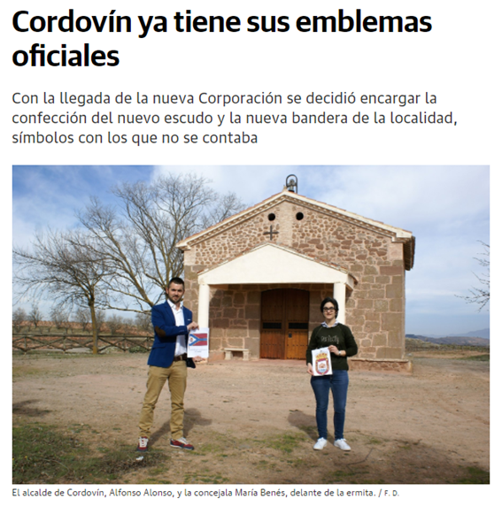 Noticia en LARIOJA.COM sobre el escudo y la bandera de Cordovín